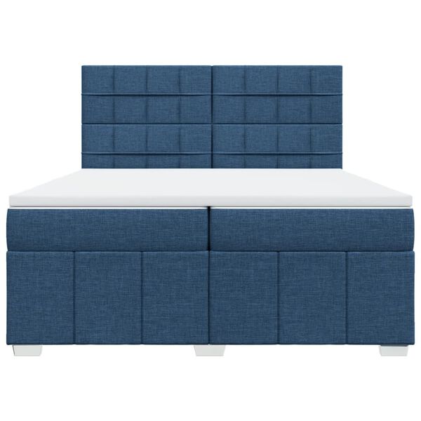 vidaXL Sommier &agrave; lattes de lit avec matelas Bleu 200x200 cm Tissu