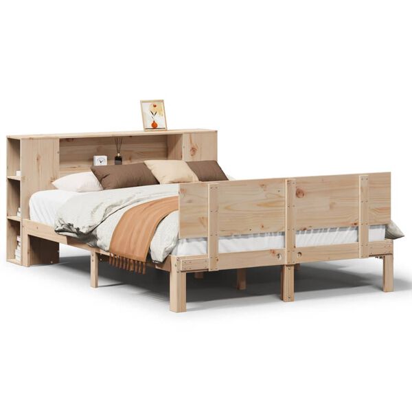 vidaXL Lit biblioth&egrave;que sans matelas 135x190 cm bois de pin massif