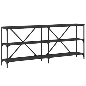 vidaXL Table console noir 180x30x75 cm bois d'ing&eacute;nierie et fer