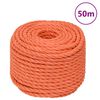 vidaXL Corde de travail Orange 10 mm 50 m Polypropyl&egrave;ne