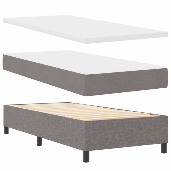 vidaXL Lit &agrave; ressorts avec t&ecirc;te de lit Taupe 90 x 200 cm tissu