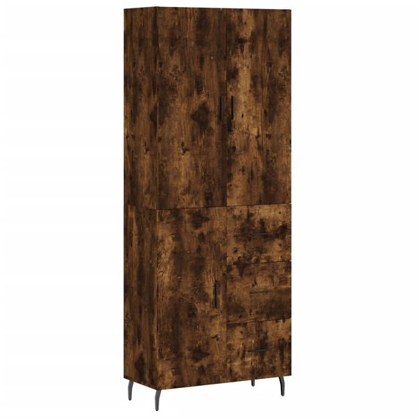vidaXL Buffet haut Ch&ecirc;ne fum&eacute; 69,5x34x180 cm Bois d'ing&eacute;nierie