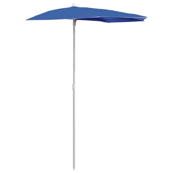 vidaXL Demi-parasol de jardin avec m&acirc;t 180x90 cm bleu azur&eacute;