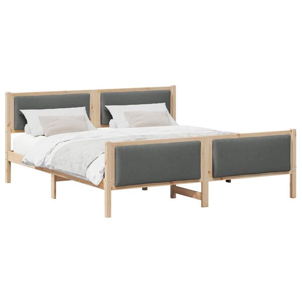 vidaXL Cadre de lit avec t&ecirc;te de lit Gris fonc&eacute; 180 x 200 cm tissu