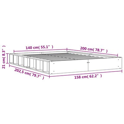 vidaXL Cadre de lit sans matelas cire marron 140x200cm bois pin massif