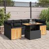 vidaXL Salon de jardin avec coussins 7 pcs noir r&eacute;sine tress&eacute;e acacia