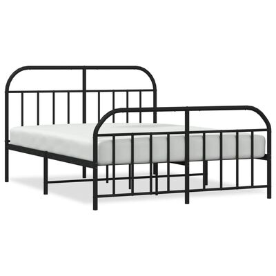 vidaXL Cadre de lit métal sans matelas avec pied de lit noir 180x200cm