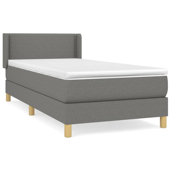 vidaXL Sommier &agrave; lattes de lit avec matelas Gris fonc&eacute; 90x200 cm Tissu
