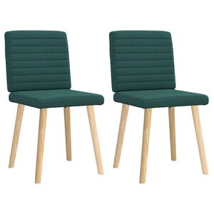 vidaXL Chaises &agrave; manger lot de 2 vert fonc&eacute; tissu