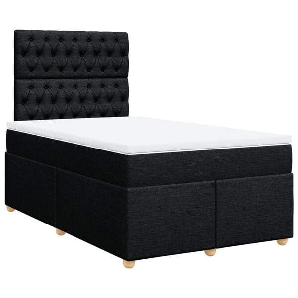 vidaXL Sommier &agrave; lattes de lit avec matelas Noir 120x200 cm Tissu
