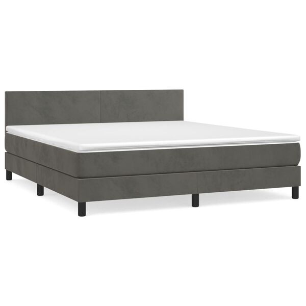 vidaXL Sommier &agrave; lattes de lit et matelas Gris fonc&eacute; 180x200cm Velours