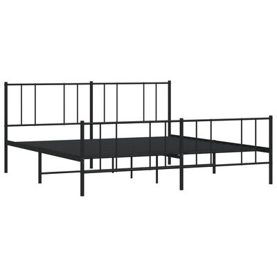 vidaXL Cadre de lit métal sans matelas avec pied de lit noir 193x203cm