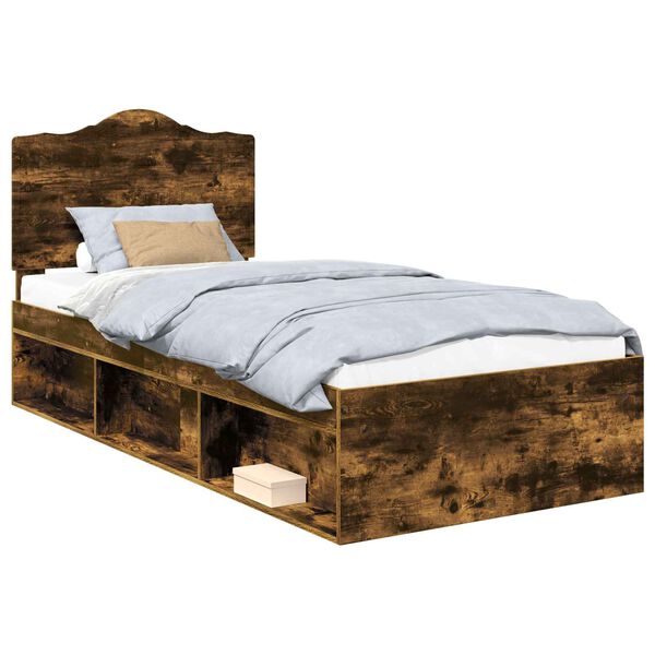 vidaXL Cadre de lit Ch&ecirc;ne fum&eacute; 100 x 200 cm Pin massif