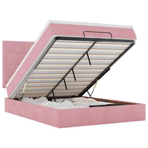 vidaXL Cadre de lit ottoman avec matelas rose 140x190 cm velours