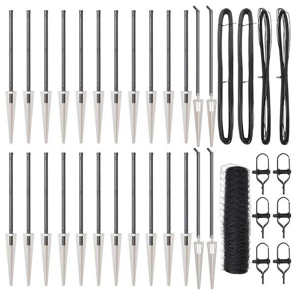 vidaXL Poteau de cl&ocirc;ture. Gris 50 x 0,5 m (maillage 36 mm)