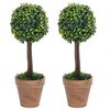vidaXL Plantes de buis artificiel 2 pcs avec pots Boule Vert 56 cm