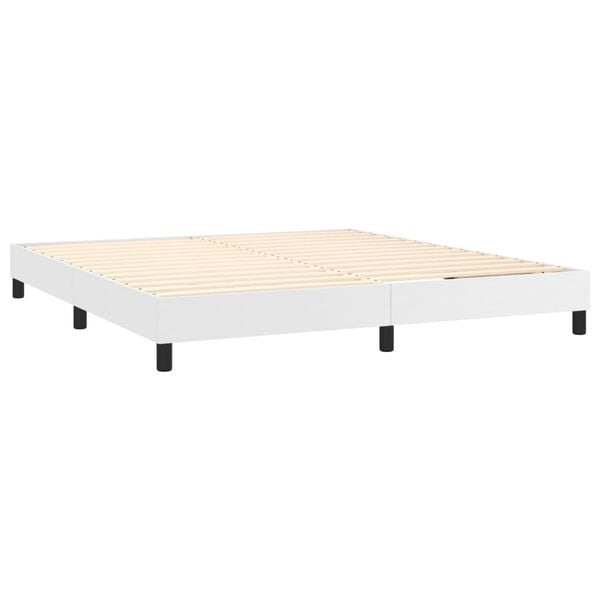 vidaXL Sommier &agrave; lattes de lit avec matelas Blanc 180x200cm Similicuir