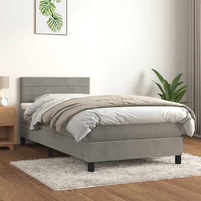 vidaXL Sommier à lattes de lit et matelas Gris clair 80x200 cm Velours