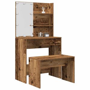 vidaXL Ensemble de coiffeuse avec LED vieux bois bois d'ing&eacute;nierie