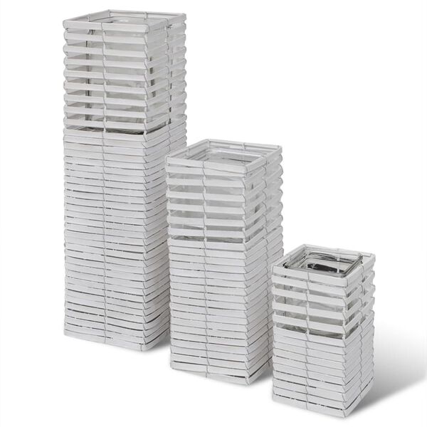 Support de bougie blanc tiss&eacute; &agrave; la main