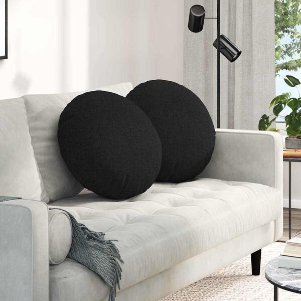 vidaXL Coussins de si&egrave;ge 2 pcs Noir &Oslash;50 x 19 cm tissu