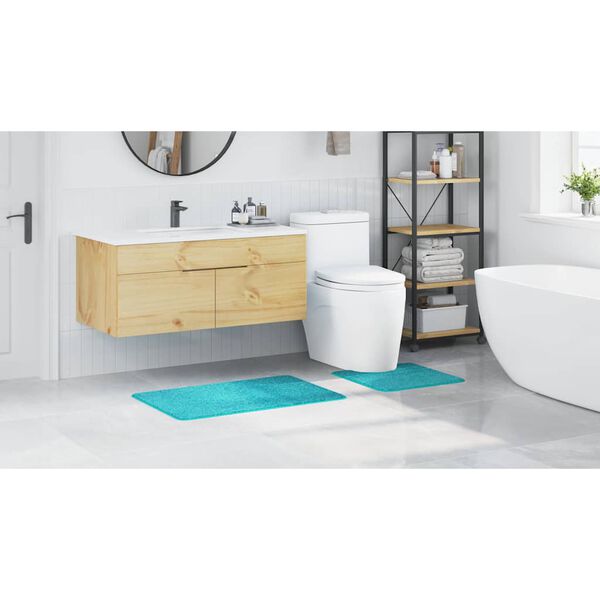 vidaXL Ensemble de tapis de bain antid&eacute;rapants 2 pcs Turquoise PP