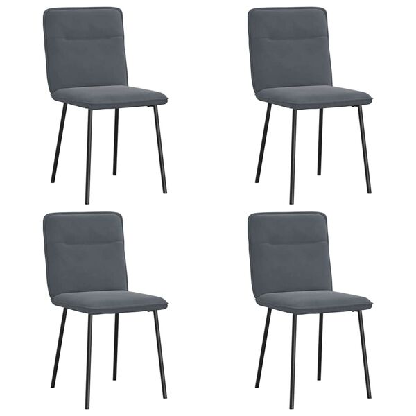 vidaXL Chaises &agrave; manger lot de 4 Gris fonc&eacute; Velours
