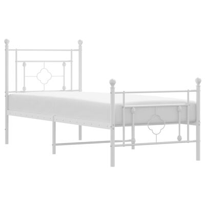 vidaXL Cadre de lit métal sans matelas avec pied de lit blanc 75x190cm