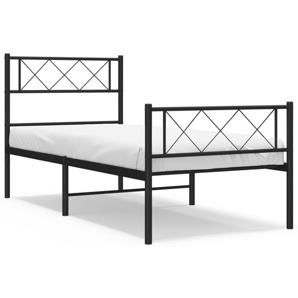 vidaXL Cadre de lit m&eacute;tal sans matelas avec pied de lit noir 80x200 cm