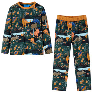 Pyjamas enfants &agrave; manches longues vert fonc&eacute; 92