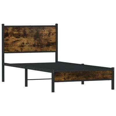 vidaXL Cadre de lit en métal sans matelas chêne fumé 90x200 cm