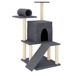 vidaXL Arbre &agrave; chat avec griffoirs en sisal gris fonc&eacute; 110,5 cm