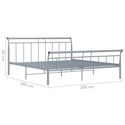 vidaXL Cadre de lit sans matelas gris métal 180x200 cm