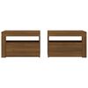 vidaXL Tables de chevet 2 pcs avec LED ch&ecirc;ne marron 60x35x40 cm