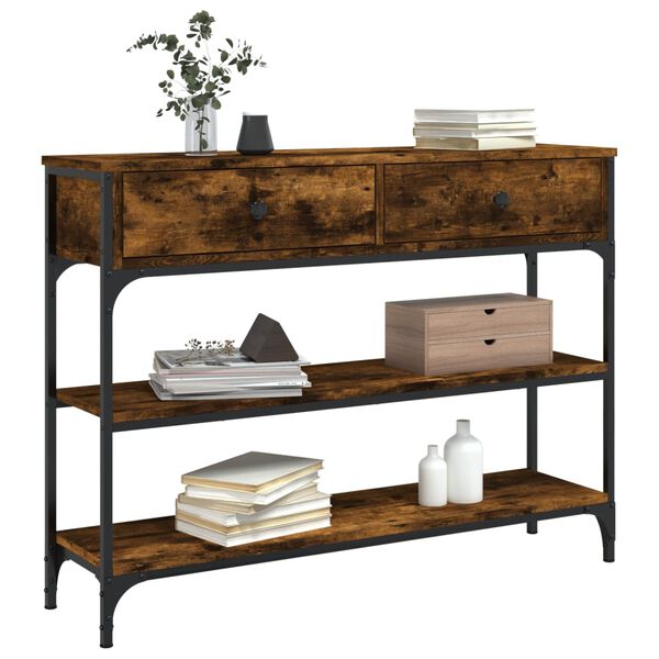 vidaXL Table console ch&ecirc;ne fum&eacute; 100x25x75 cm bois d'ing&eacute;nierie