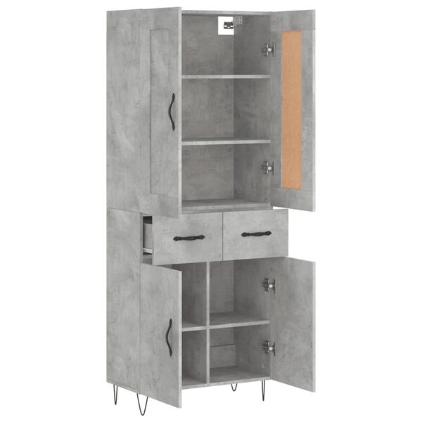 vidaXL Buffet haut Gris b&eacute;ton 69,5x34x180 cm Bois d'ing&eacute;nierie
