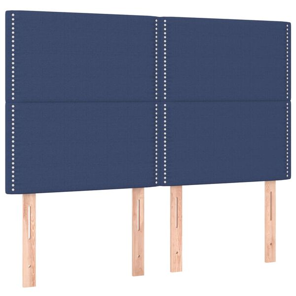 vidaXL T&ecirc;te de lit &agrave; LED Bleu 144x5x118/128 cm Tissu
