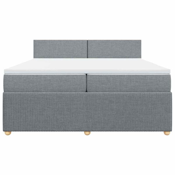 vidaXL Sommier &agrave; lattes de lit avec matelas Gris clair 200x200cm Tissu