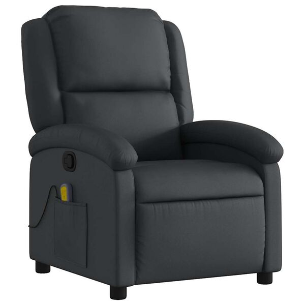 vidaXL Fauteuil de massage inclinable noir cuir véritable