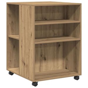 vidaXL Table d'appoint avec roues ch&ecirc;ne artisanal bois d'ing&eacute;nierie