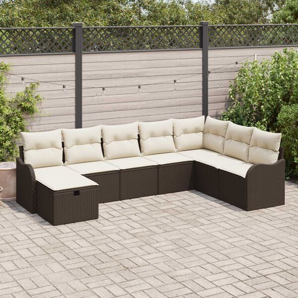 vidaXL Ensemble de canap&eacute; de jardin 8 pcs Marron Poly rotin