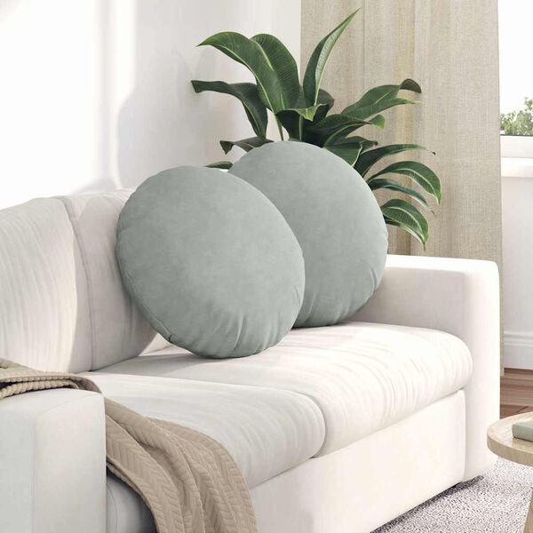 vidaXL Coussins de si&egrave;ge 2 pcs Gris clair &Oslash; 40 x 13 cm Velours