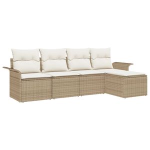 vidaXL Canap&eacute; d&rsquo;ext&eacute;rieur avec coussin 5 pcs Beige polyrotin