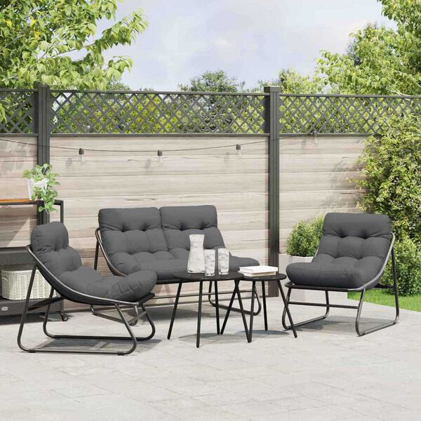 vidaXL Ensemble de salle &agrave; manger pour jardin 5 pcs Noir Acier