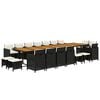 vidaXL Ensemble &agrave; manger de jardin coussins 19 pcs Noir R&eacute;sine tress&eacute;e