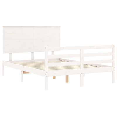 vidaXL Cadre de lit sans matelas blanc bois massif