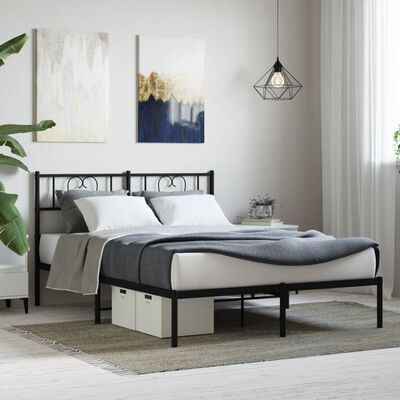 vidaXL Cadre de lit métal sans matelas avec tête de lit noir 140x200cm