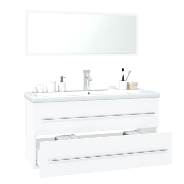 vidaXL Meubles de salle de bain Blanc brillant Bois d'ing&eacute;nierie