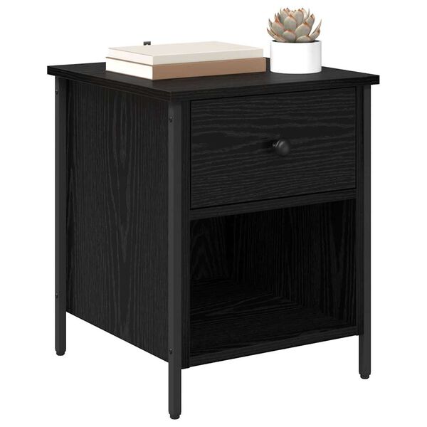 vidaXL Cabinet de chevet Ch&ecirc;ne noir 40 x 42 x 50 cm Bois d'ing&eacute;nierie