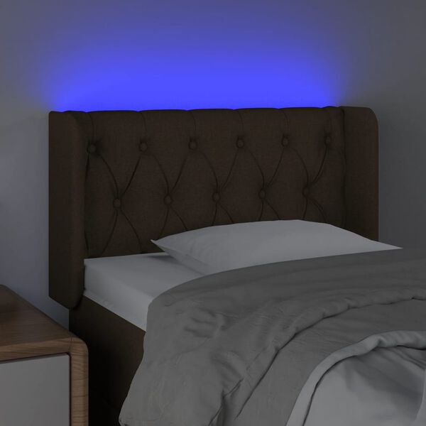 vidaXL T&ecirc;te de lit &agrave; LED Marron fonc&eacute; 83x16x78/88 cm Tissu